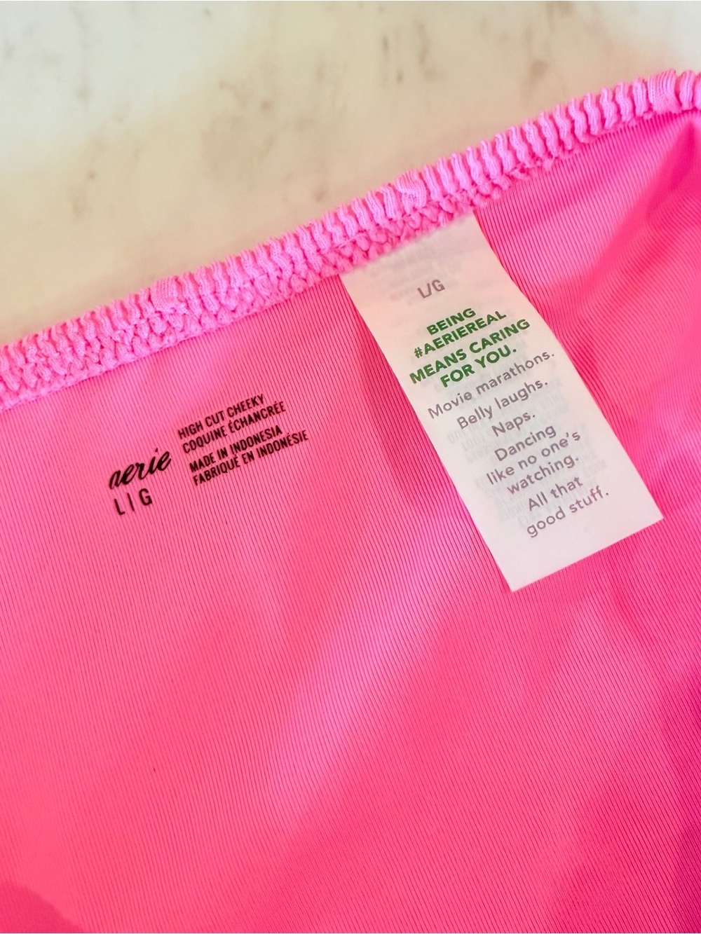 aerie NWT Hot Pink Ribbed High-Rise Bikini Bottom - Picture 5 of 6